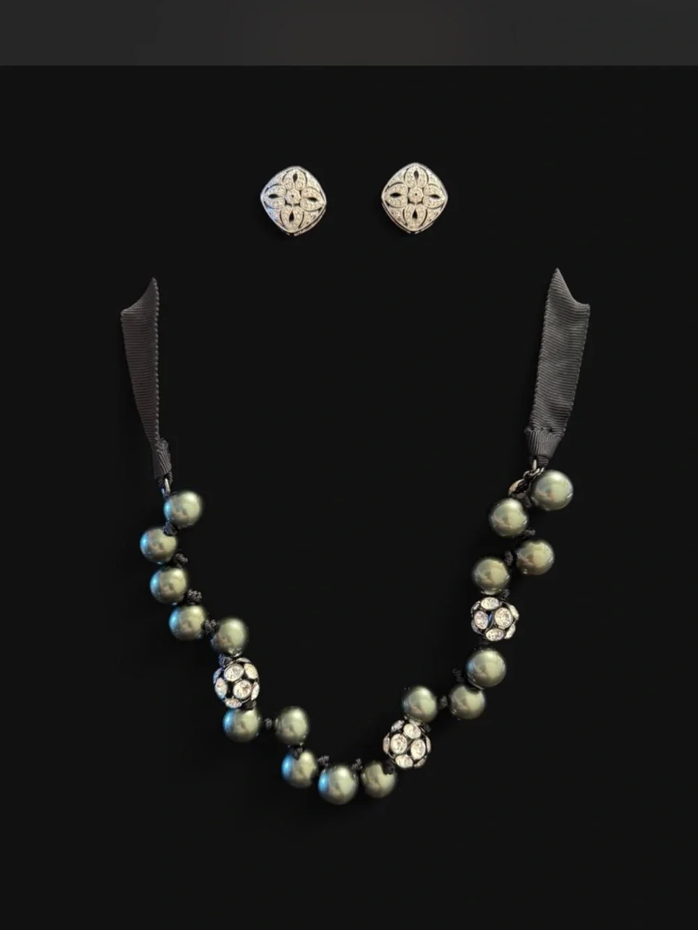 Elegant Necklace and earrings set with Crystal Accents - Women's Jewelry